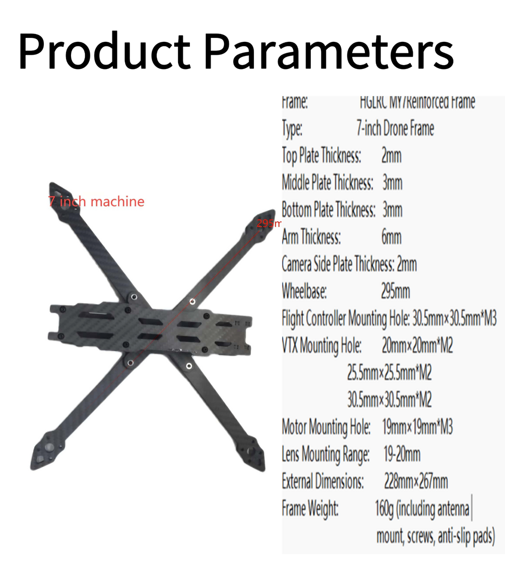 Tenswall 7 Inch Carbon Fiber FPV Drone Frame Kit for Long Range Racing Quadcopter