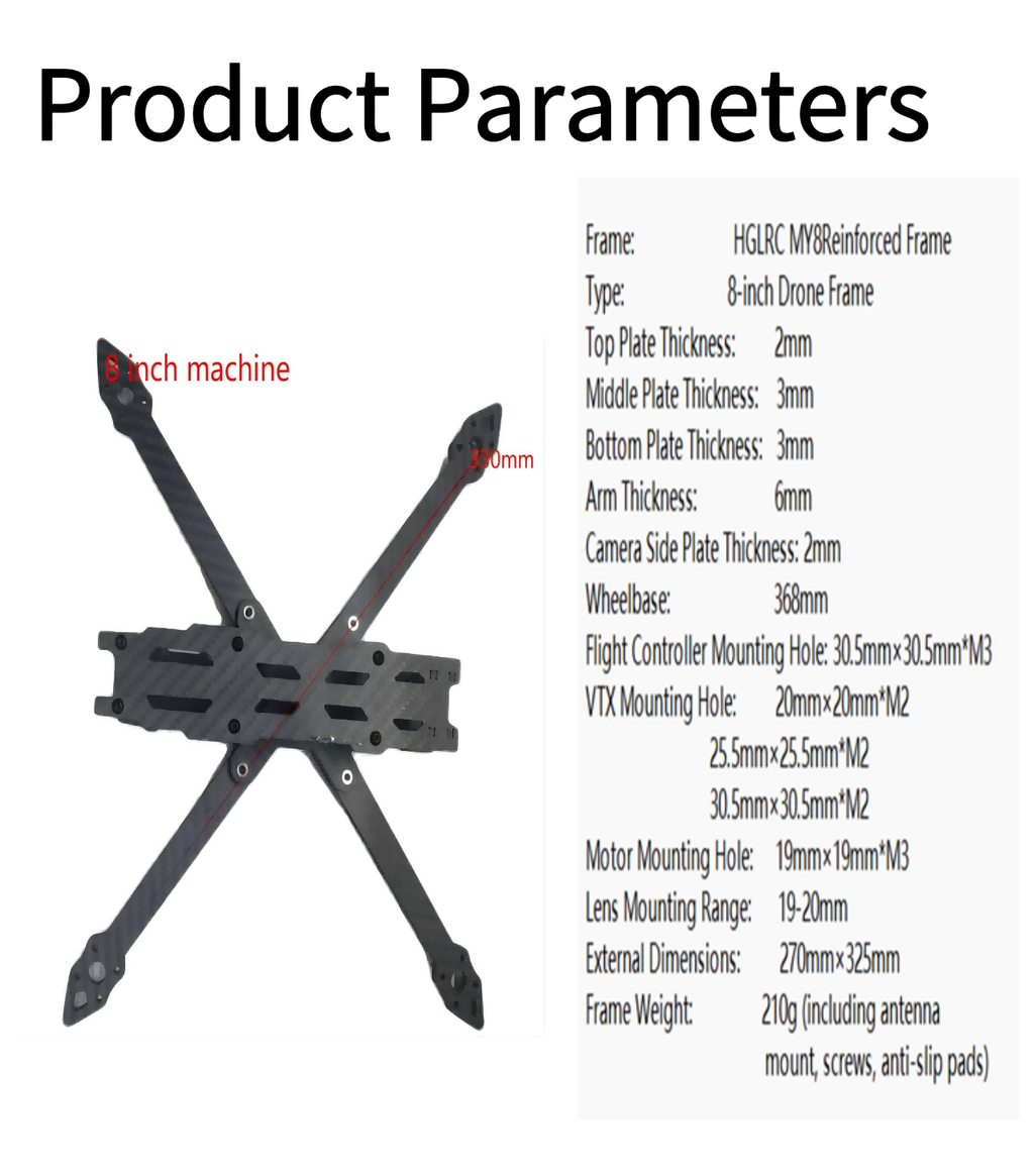 Tenswall 8 Inch Carbon Fiber FPV Drone Frame Long Range Quadcopter Kit